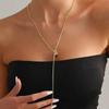 Salircon Fashion Simple Gold Color Stainless Steel Love Heart Long Pendant Necklace for Women Charm Jewelry Accessories New