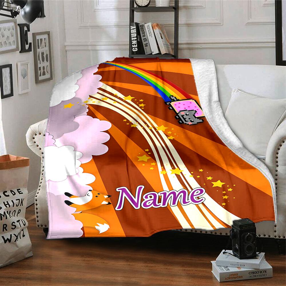 Custom Name Kawaii Characters Adventure Party Blanket For Couch Bed Plush Cozy Fuzzy Blanket Super Soft Warm Blankets For Fall And Winter 091623