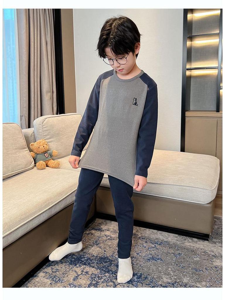 Jungen 2025 Deutscher Samt Pyjama Set – Warme Winter-/Herbst-PJs für große Kinder