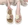 New one-word slippers women's summer wear Internet celebrity two-color flower thick bottom cool slippers fashion non-slip comfortable beach sandals