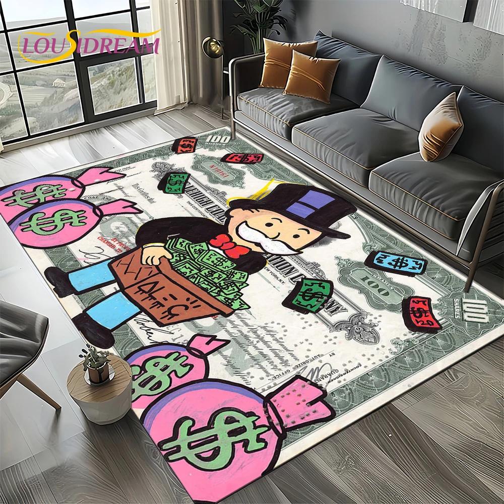 

3D Rich Man Game Monopoly Dollar Cartoon Carpet Rug for Living Room Bedroom Home Sofa Decoration,Kid Area Rug Non-slip Floor Mat 40x60cm( 15x23in )