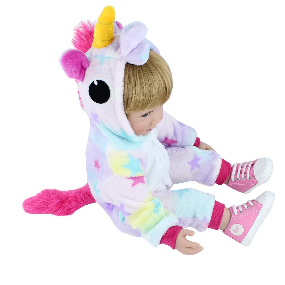 BZDOLL 60cm Reborn Toddler Doll Soft Cloth Body Girl Lifelike 24inch Princess Babies Girl Blonde Baby Toy for Birthday Gift