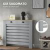 Slatted MDF Radiator Cover, Grille Radiator Cover with 2 Drawers, 111x19x95.5 cm, Grey
