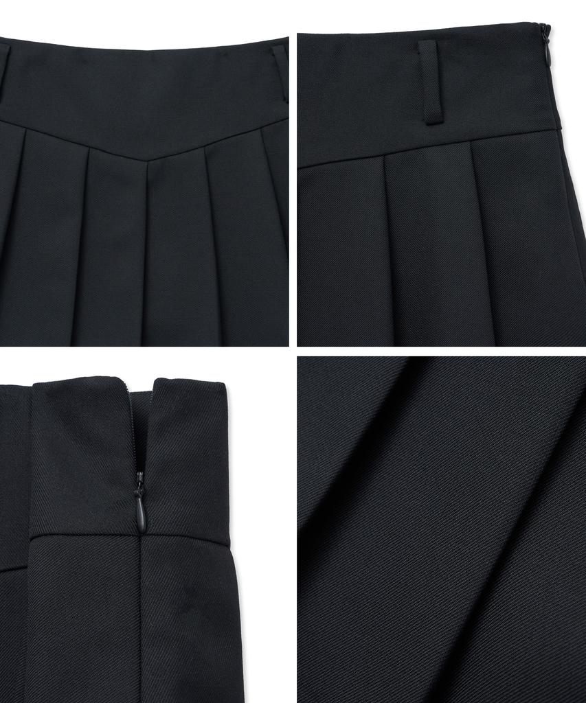 Noir For Woman Wool Pleated Mini Skirt (Black)