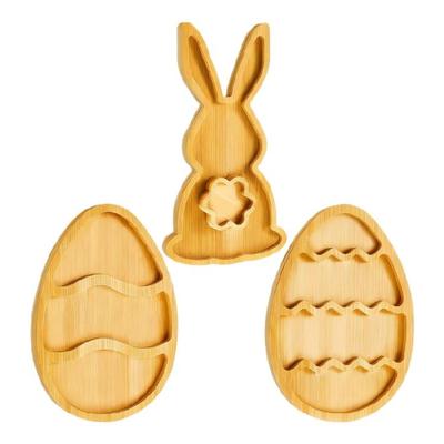 Wasserdichte leicht zu reinigende Holz-Kaninchenschale mit Cartoon-Kaninchenmuster für Osterfeier und tägliches Servieren