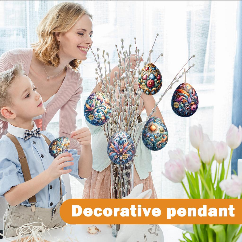 12 Relief Wooden Easter Egg Holiday Home Decorations