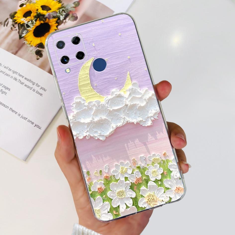 For Realme C15 Case Fashion Marble Butterfly Flower Soft TPU Phone Case For Realme C15 RMX2180 RMX2195 Coque C 15 Silicone Cover
