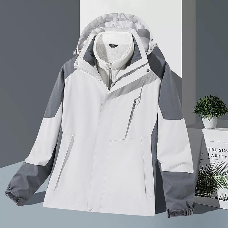 Detachable Waterproof 3-in-1 Hooded Windbreaker for Couples - Autumn/Winter