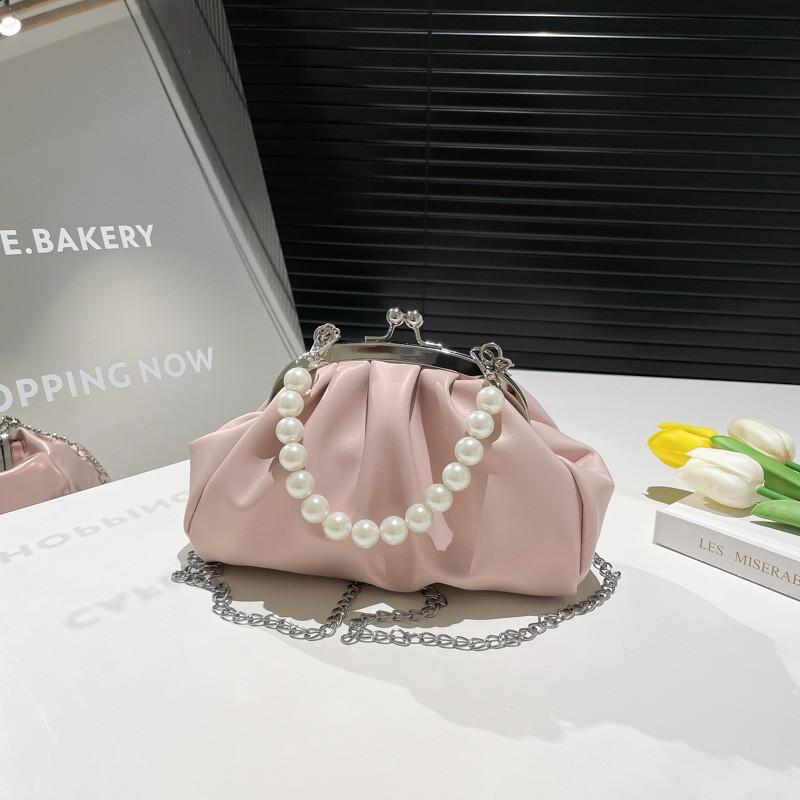 Pu Cloud Bag For Women With Simulated Pearl Chain Decoration For Casual Daily Use