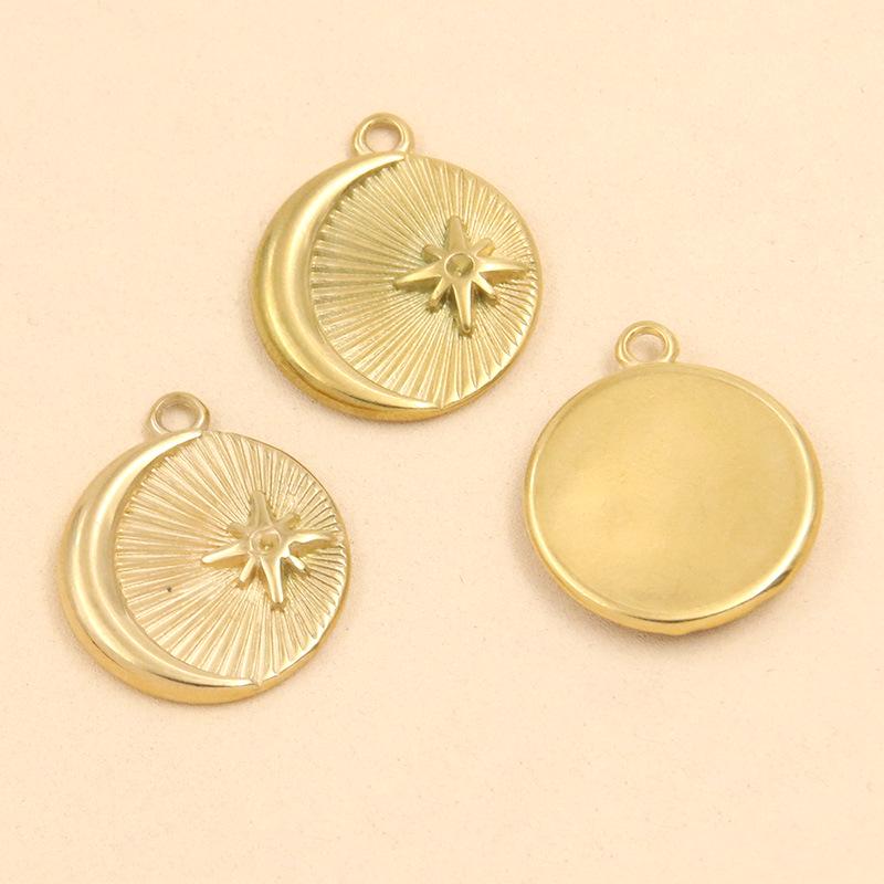 4 Styles Stainless Steel Sun Pendant Connector - Creative Vacuum Plated Handmade Ornament