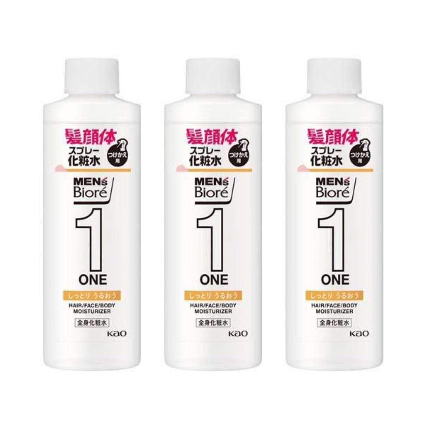 Mens Biore ONE All-Over Moisturizing Spray Moisture Main Unit 200ml Refill Bulk Purchase Set TRIBIS Original Wet Towel Included (Refill 3-Pack)