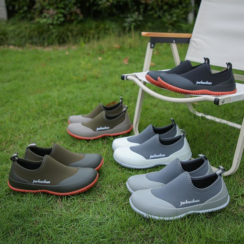 Men's High-End Low-Top Fashion Lightweight Waterproof Rain Boots - Non-Slip Outdoor Wading Shoes with Short Tubes