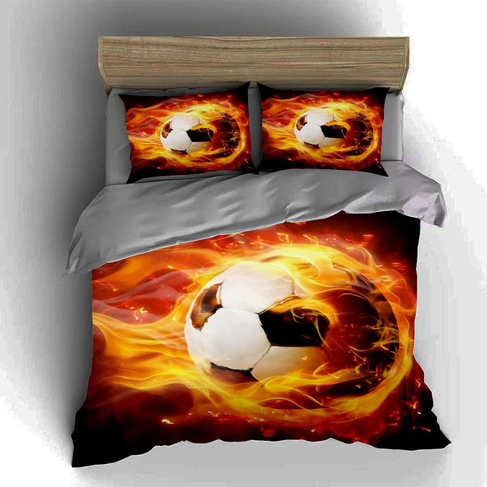 Fiery soccer ball Bedding Duvet cover sets Duvet covers Pillowcases gifts (1 * Duvet Cover 2 * Pillowcases, without duvet insert)