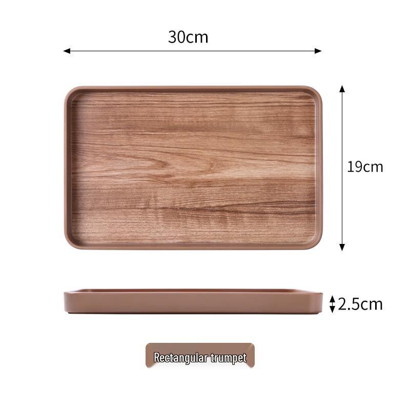 Melaminový hluboký servírovací tác s dekorem teakového dřeva v japonském stylu