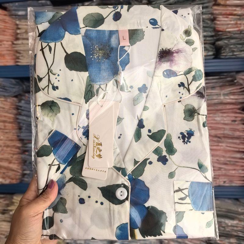 Summer Pajamas Women's Cotton Silk Short Sleeve Thin Suit K-style Homewear Cute Student Loose Plus Size Can Be Outwear