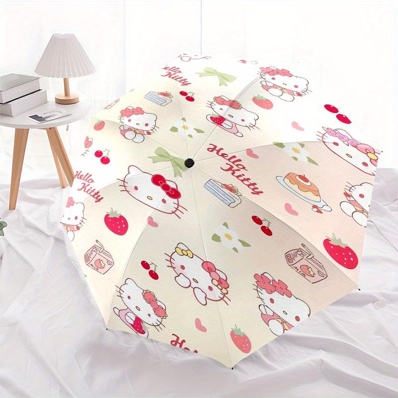 Hello Kitty,Cute Patterns Automatic Umbrella-Foldable, Durable 8-Bone Design, Compact and Stylish, Great for Camping, Halloween, Christmas,