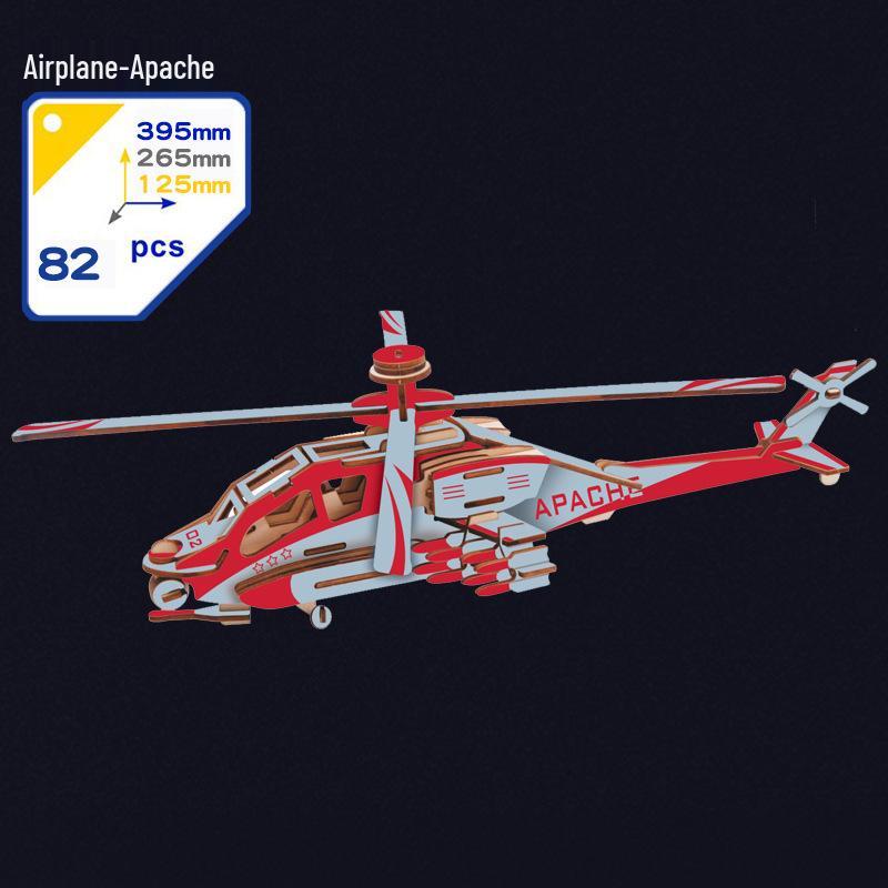 3D Wooden Airplane Model Jigsaw Puzzle - Educational Building Blocks for Children
