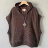 Autumn Winter Sleeveless Age Reduction Ladies Knitted Sweater Vest Jacket Hooded Leisure Solid Color Women's Waistcoat Top
