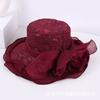 European and American breathable bucket hat fashion lace sun hat women's summer thin foldable mesh flower big brim top hat