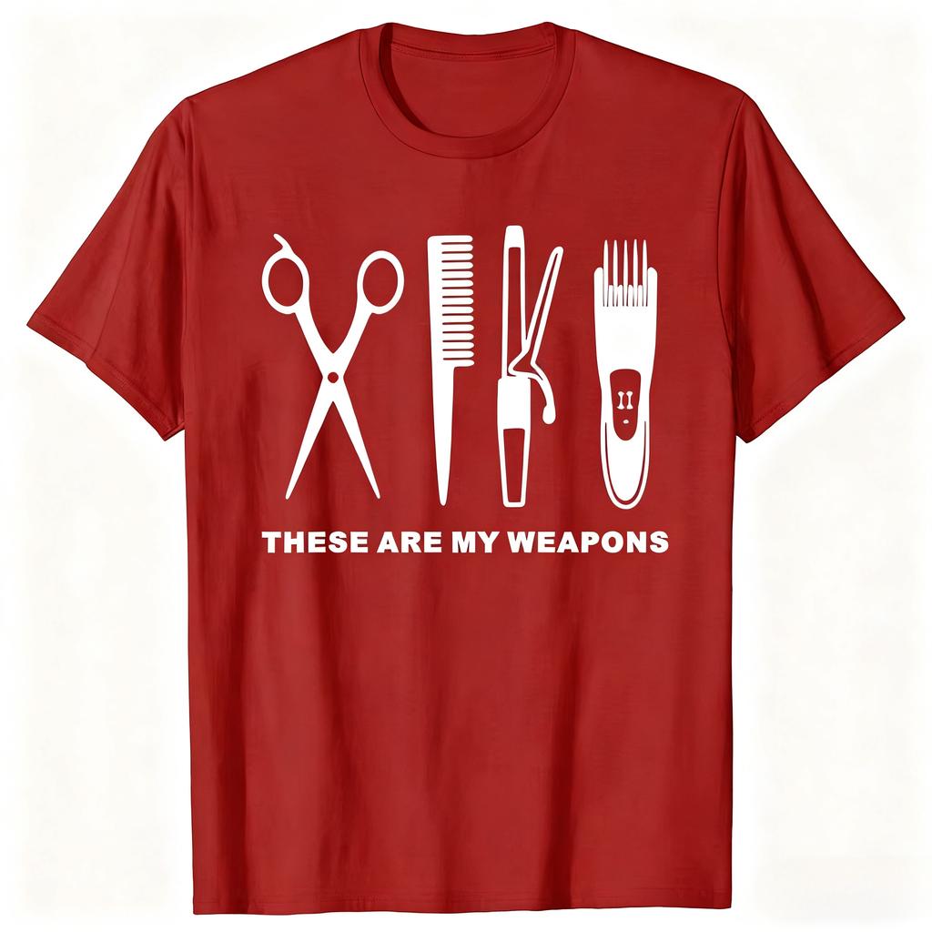 Funny Barber Weapons Graphic T-shirts Men Women's Scissors Casual Tshirt 100% Cotton Loose Heartbeat of Hairdresser T Shirt