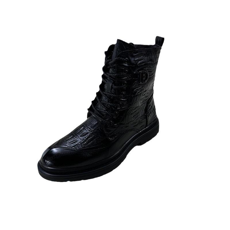 First Layer Cowhide Men's Boots 2025 Winter New European and American Wool Inner Fleece Thickened Inner Height Martin Boots Men