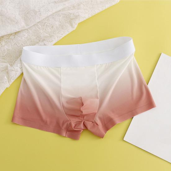 Boxer da uomo, con stampa a lettere, con stampa sfumata, in seta ghiacciata, con design a U convesso, vestibilità aderente, mutandine ad alta elasticità