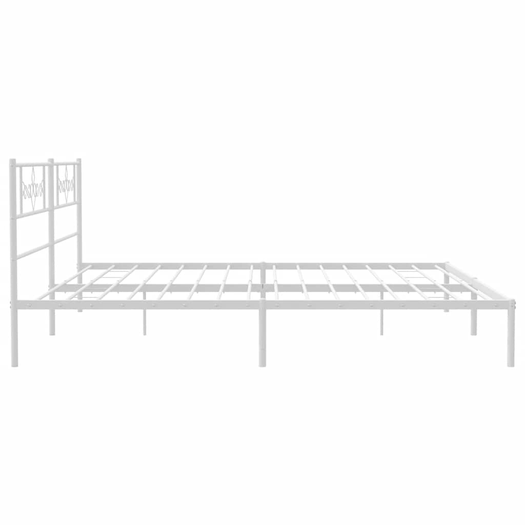 Metal Bed Frame with Headboard White 183 x 213 cm