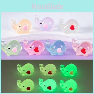 Adorable Heart-shaped Glowing Elephant Figurine Resin Decoration Cute Miniature