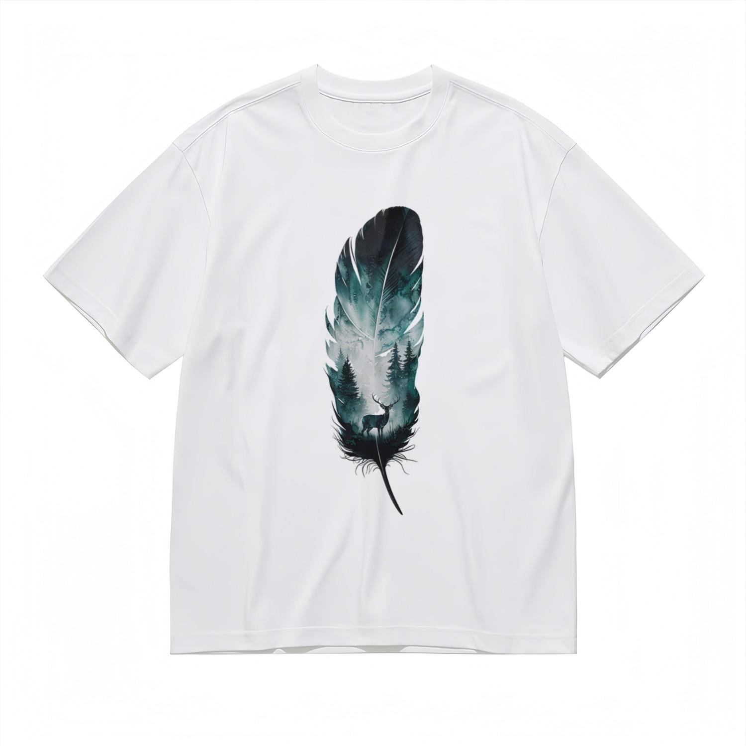 Soft Comfortable Classic T-Shirt Nature Illustration Cotton Tee USA M