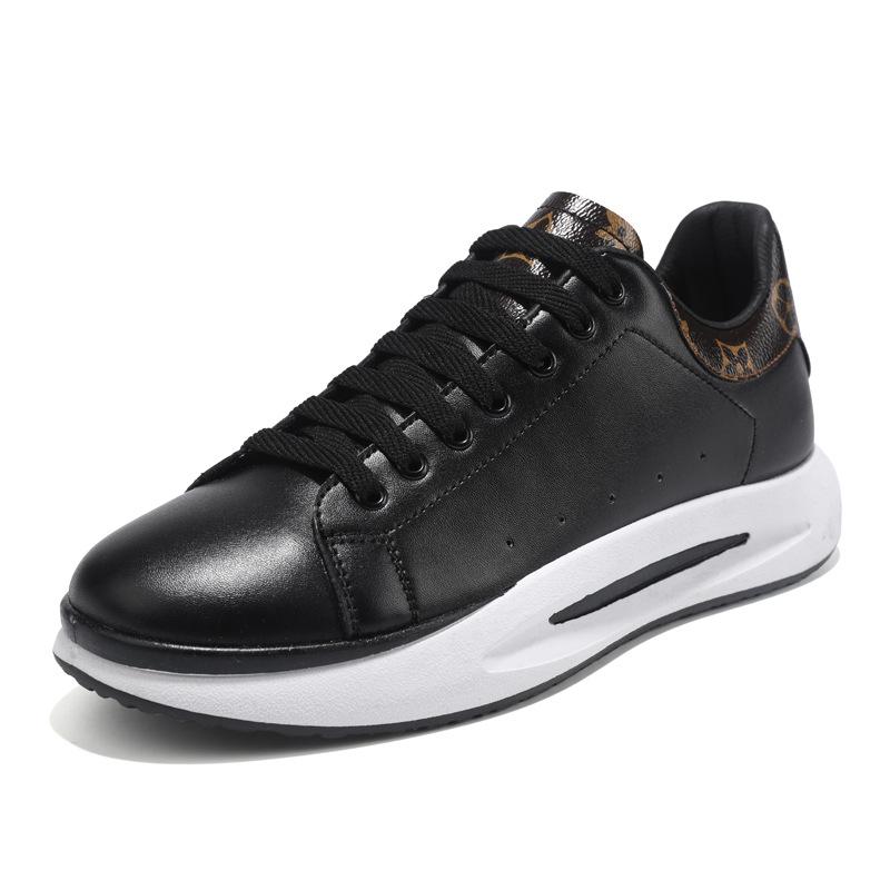 Leather casual shoes men's low-top lace-up men's shoes soft-soled sports shoes fashion trend white shoes