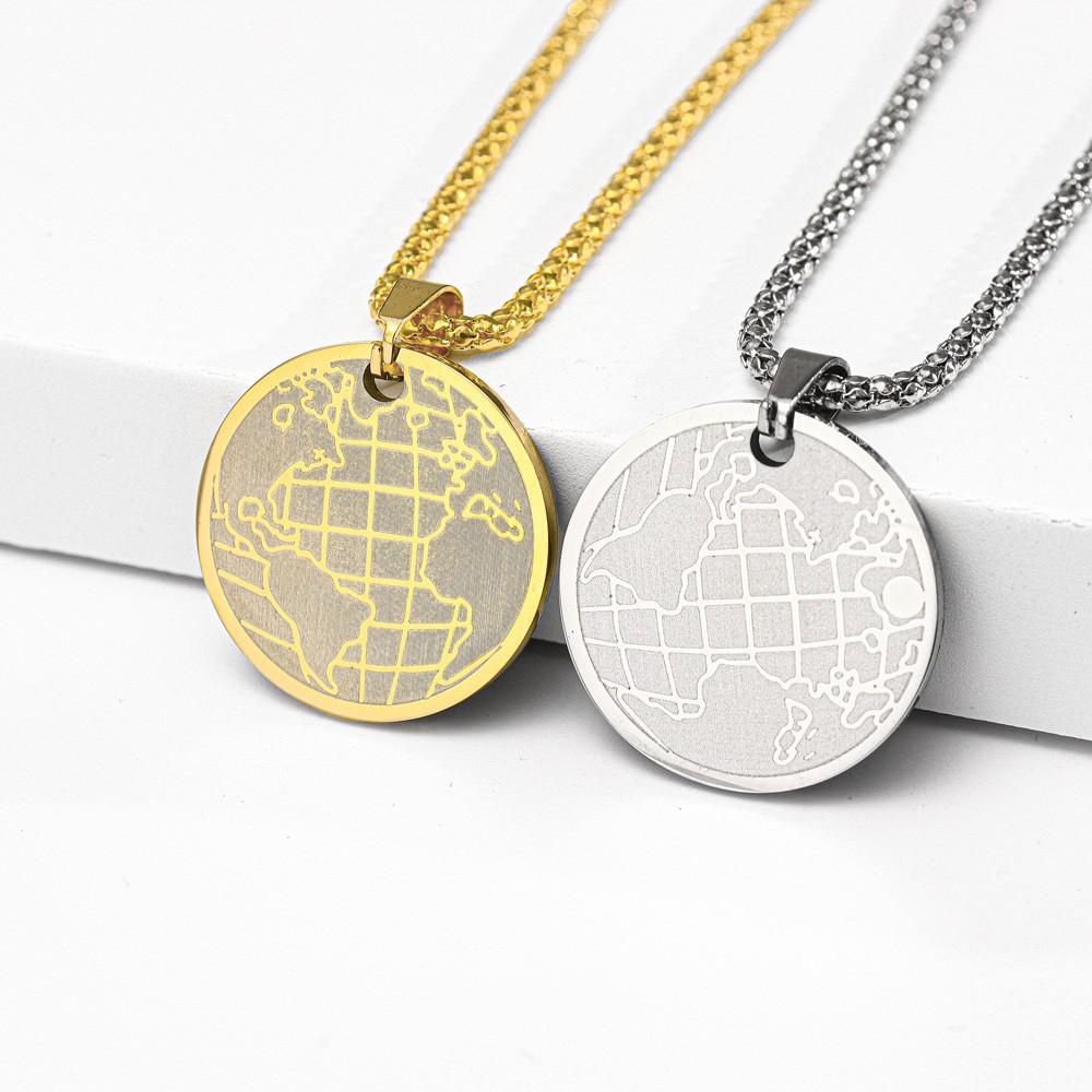 Coin Disc Earth Good Friend's Birthday Gift Jewelry Pendant Necklace