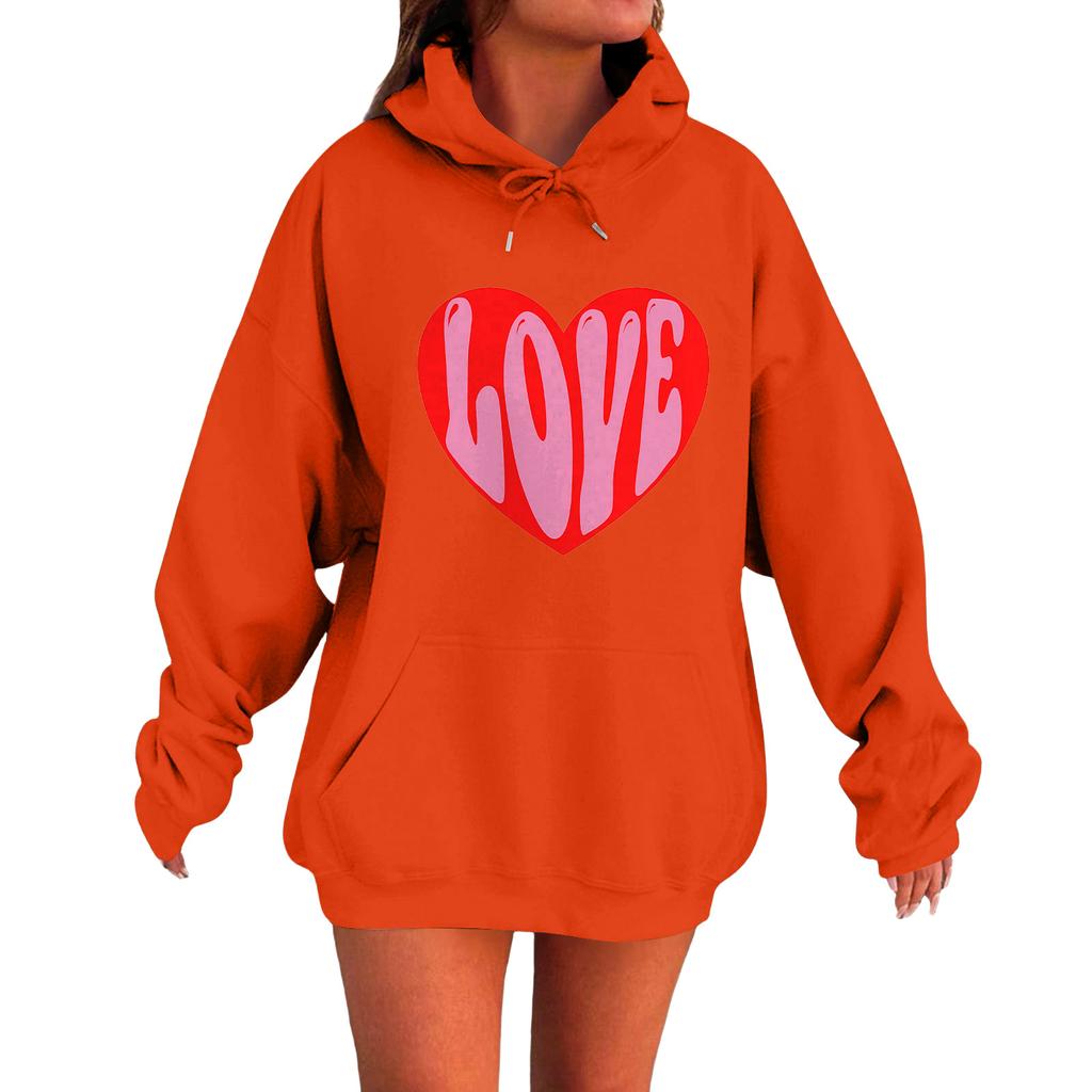 Women's Loose Comfortable Casual Fashionable Love Printed Long Sleeved Sweatshirt
