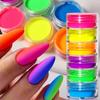 Pudră de perle cu schimbare treptată pentru unghii, 6 cutii de pudră magică cu oglindă neon, sclipici magic fluorescent pentru unghii