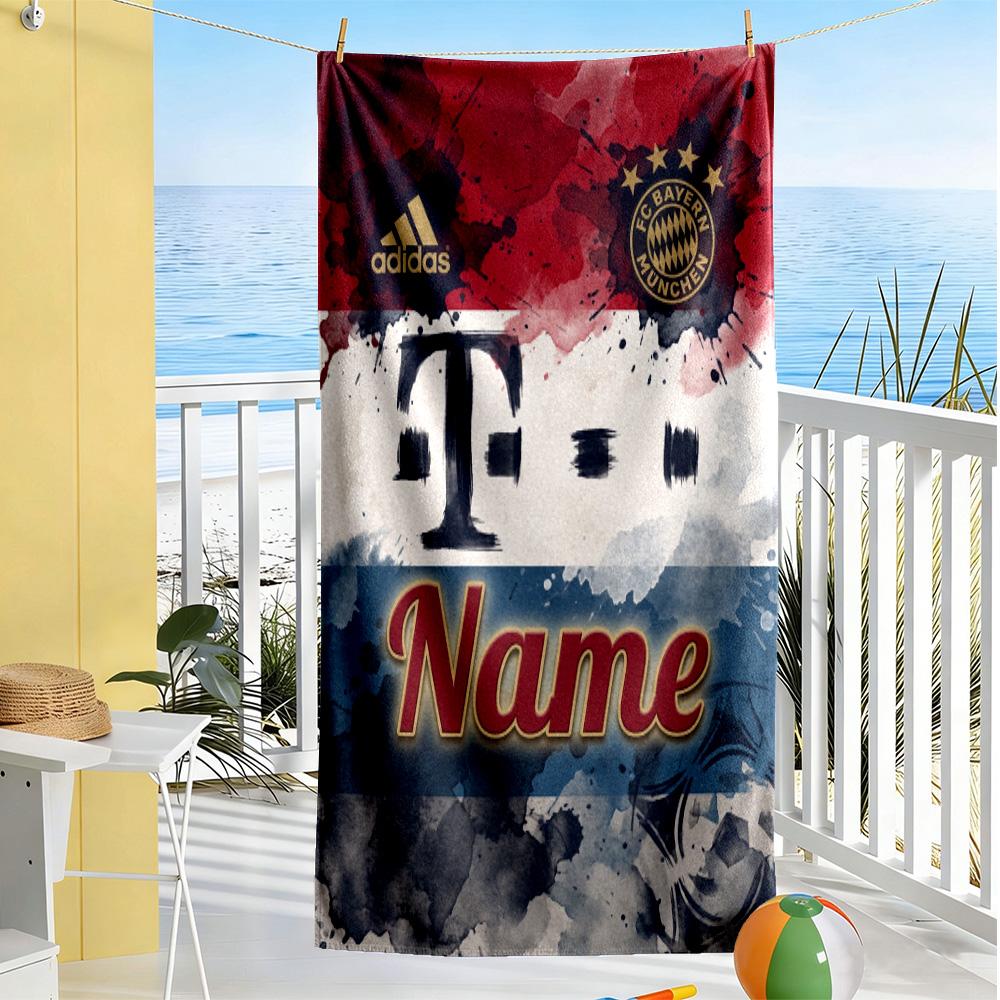 Bayern Munich Poster Customize Your Name Beach Towel Super Soft Microfiber Quickdry Fabric