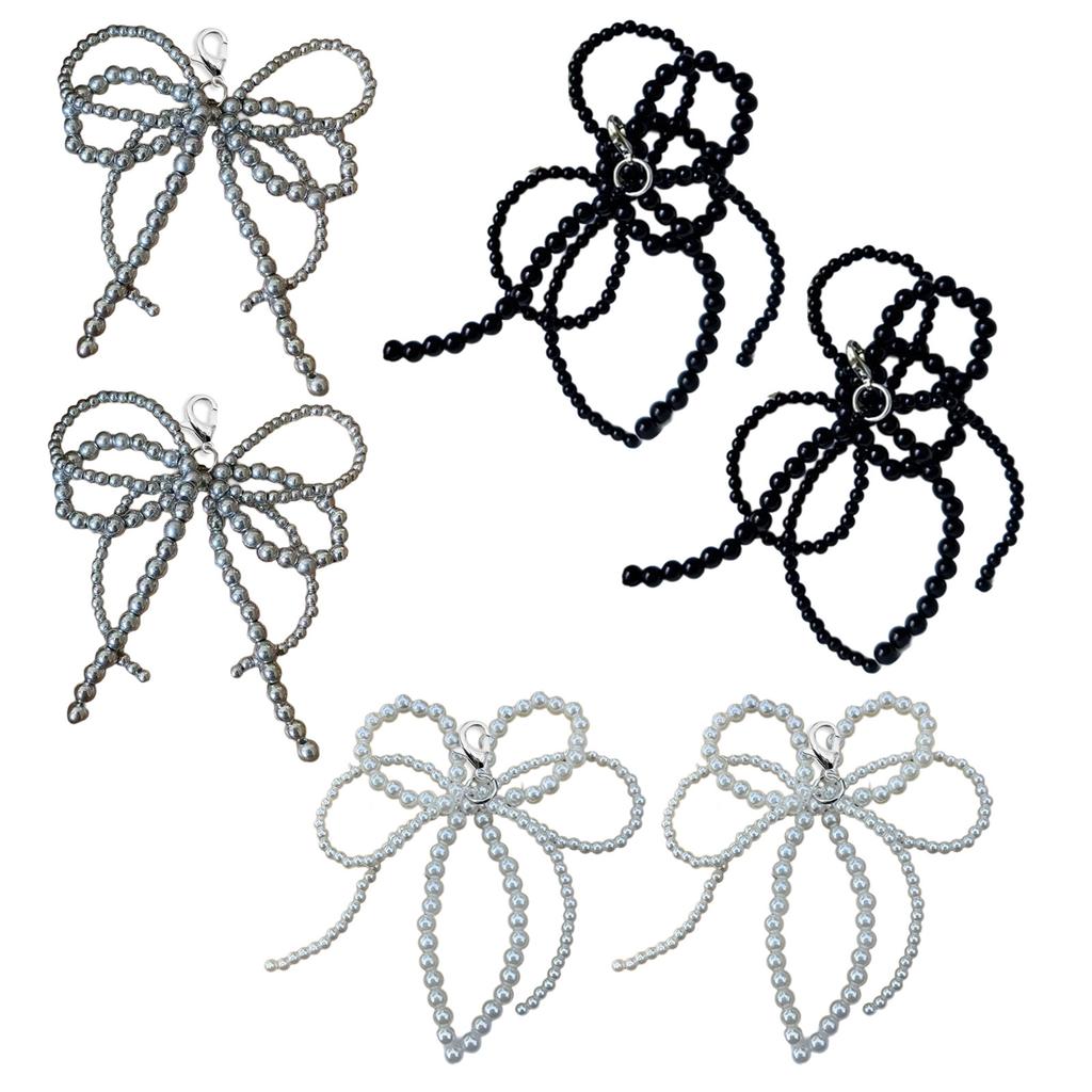 6Pcs Beaded Pearls Bowknot Shoe Buckles Stylish Butterfly Footwear Decorations Unique Shoe Accessories for Women