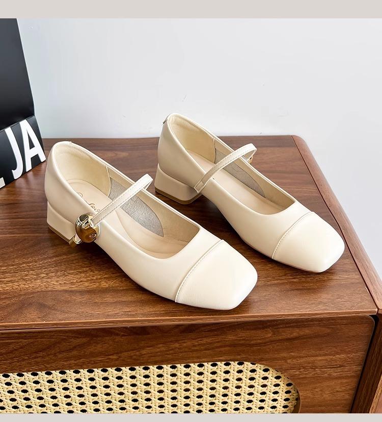 French Beautiful Mary Jane Shoes Women's Shoes 2025 New Spring and Autumn Shoes Thick Heels High Heels Square Head Shallow Mouth Single Shoes Women