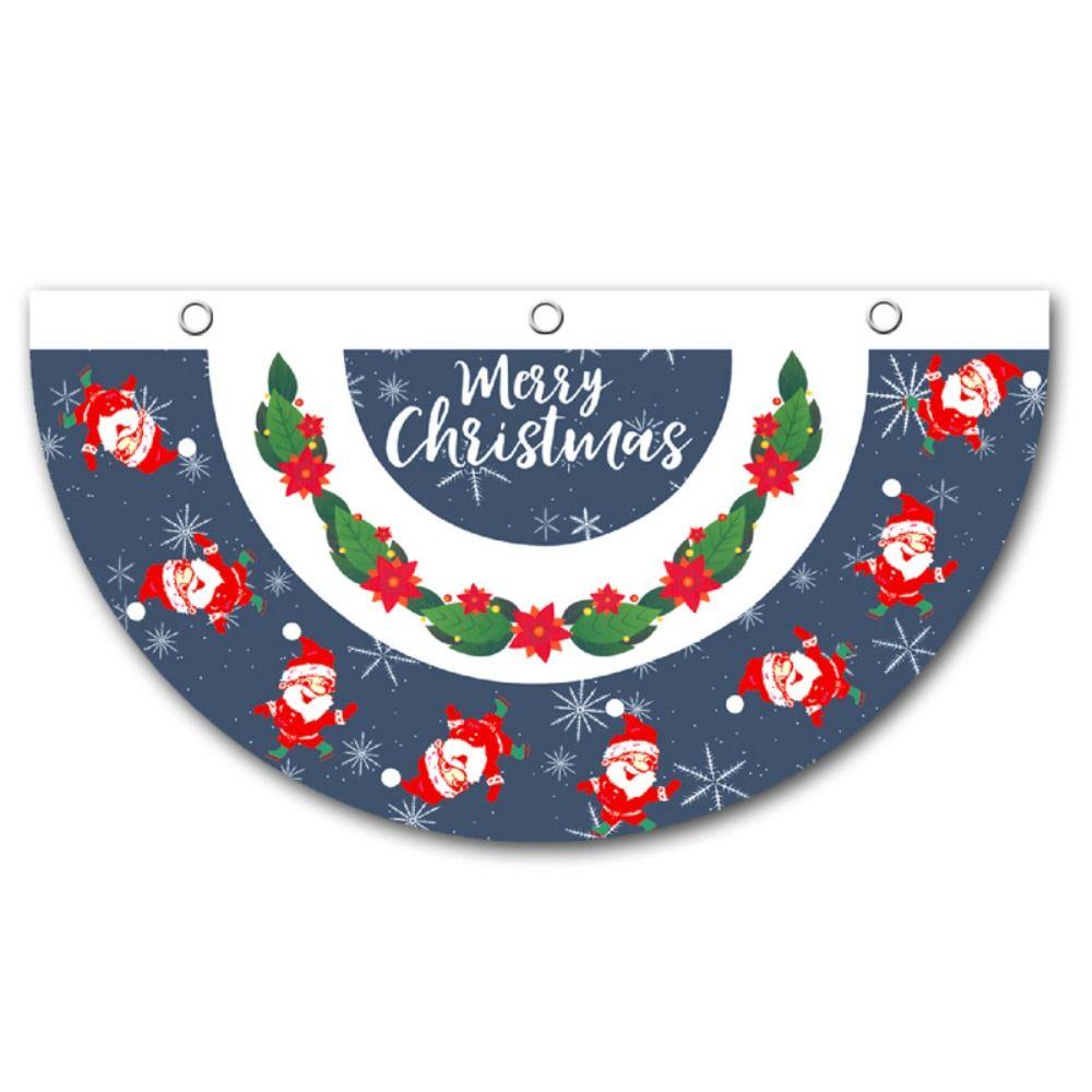 Snowman Christmas Bunting Fan Flag Polyester Christmas Railing Hanging Pendant  Christmas