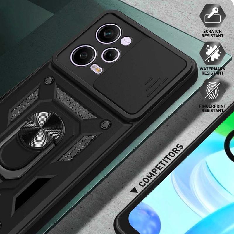 Case For Redmi Note 11 12 13 Pro +/Note 11 12 13 11s 12s 10C 12C 13C Slide Camera Protector 360 Ring Armor PC Hard Cover