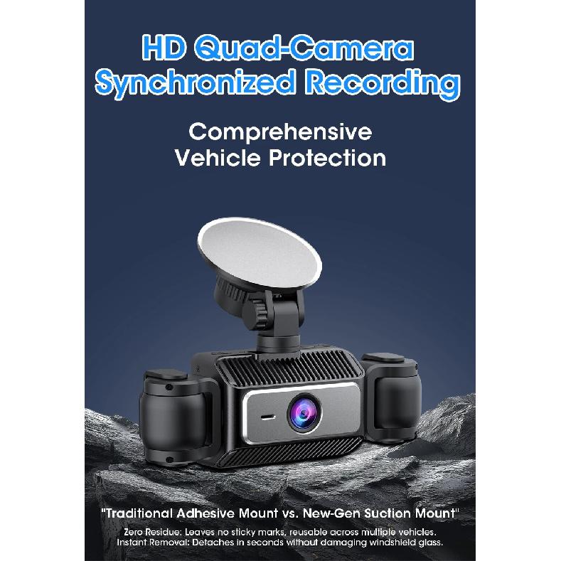 Srnubi 5Ghz WiFi 3/4 Channel Dash Cam 1080P Car DVR IPS Screen IR Night Vision Dashcam 24H Parking Monitor HD Video Recording