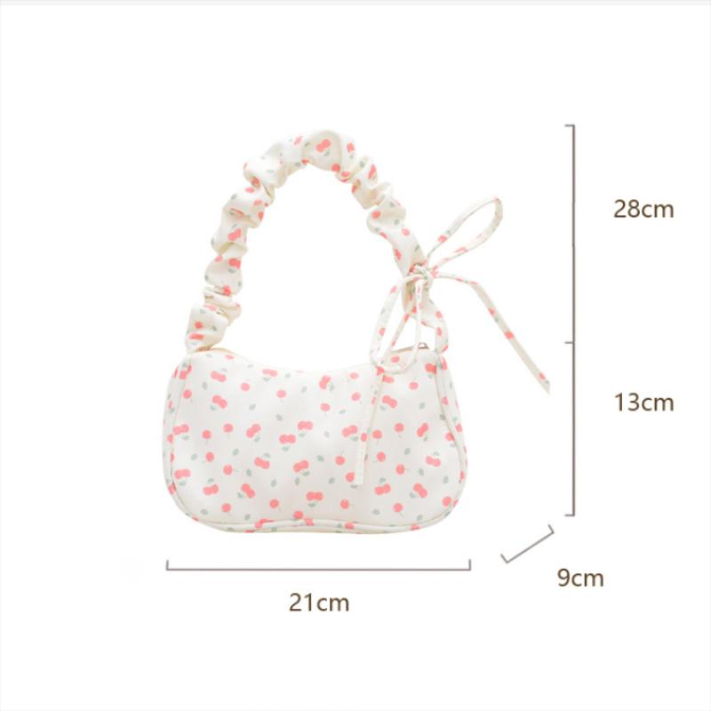 Trendy Sweet Cherry Butterfly Strawberry Print Shoulder Bag Girly Retractable Strap Handbag Armpit Bag Women Commuter Bags Gifts