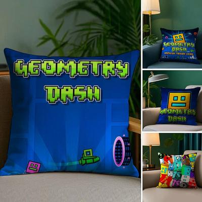 Art G-Geometry Dash-MT Video Game Pillow Case Printed Brushed Fleece Pillow Baby Skin-Touch Eco-Friendly Dye-Sublimat