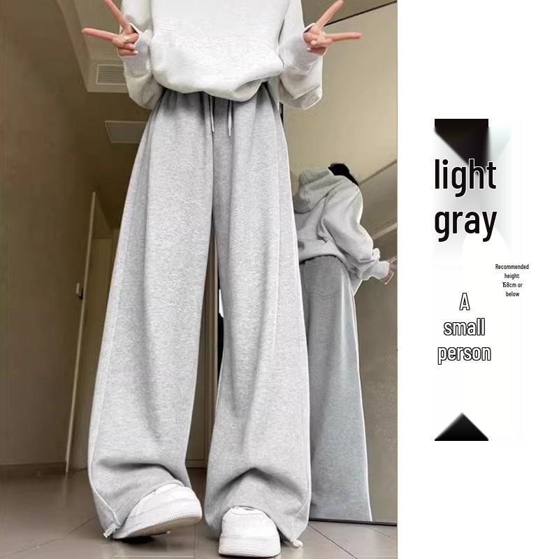 Women's 2024 Winter Fleece-Lined American Style Sweatpants - Slimming Loose Fit, Straight & Wide Leg Joggers
