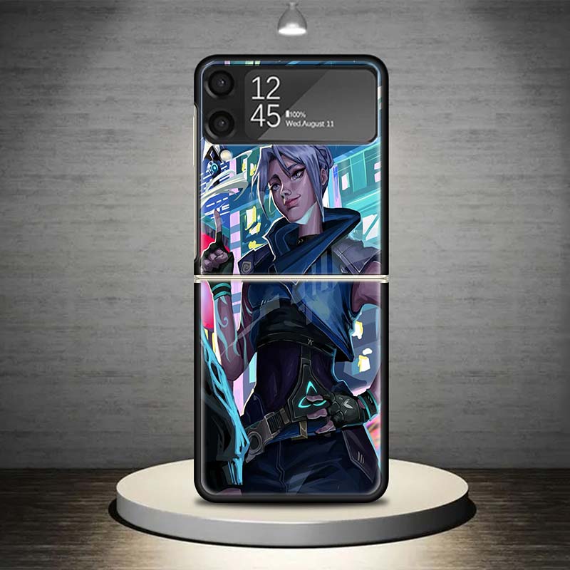 Valorant Jett Phone Case For Samsung Galaxy Z Flip 7 6 5 4 3 5G Cover ZFlip7 ZFlip6 ZFlip4 ZFlip5 ZFlip3 Coque Fundas Galaxy Z F