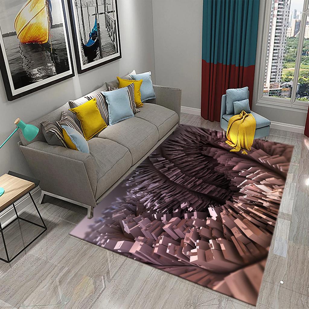 3D Vortex Illusion Teppich Eingangstür Bodenmatte Abstrakte geometrische optische Fußmatte rutschfeste Bodenmatte Wohnzimmer Dekor Teppich