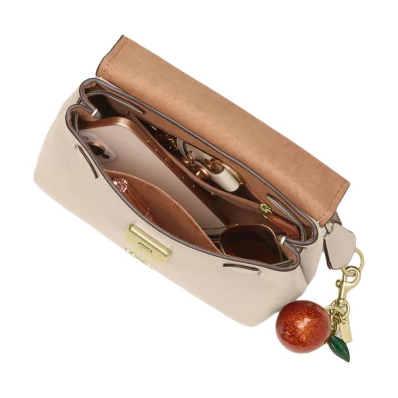 Coach Emory 25 Metallbeschläge Schulter-Crossbody Glattes Leder Handtasche Mittel für Damen Haferflocken