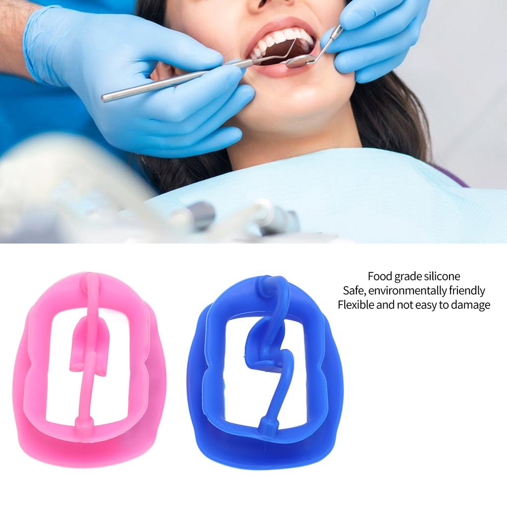 2pcs Silicone Mouth Opener Safe Reusable High Temperature Cleaning Dental Cheek Retractor for Teeth Whitening Restoration