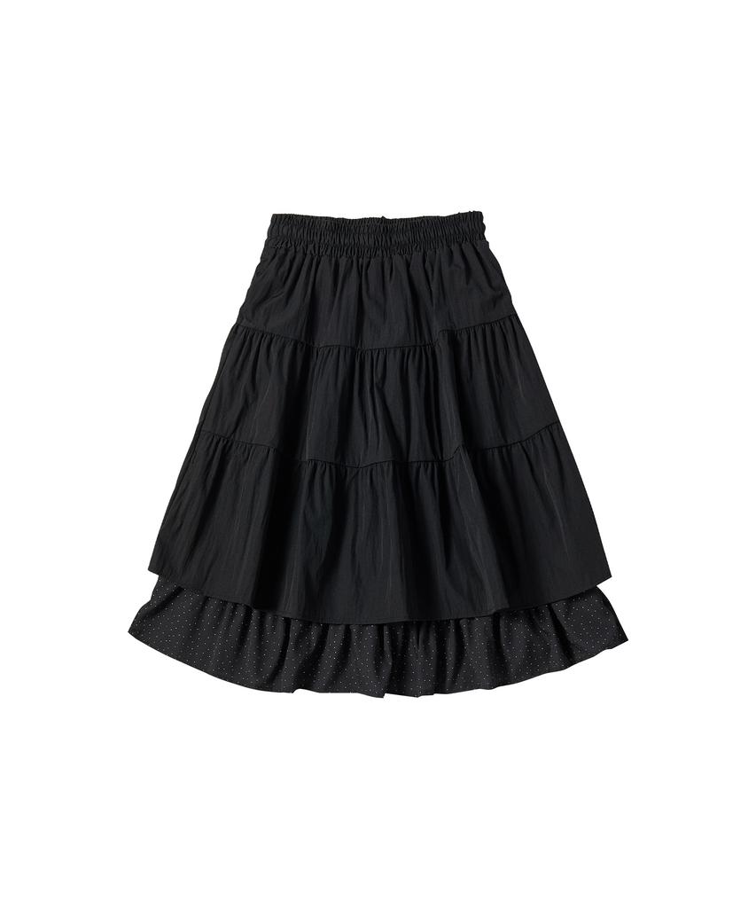 COMONINOZ W Dot Layered Skirt [Black]