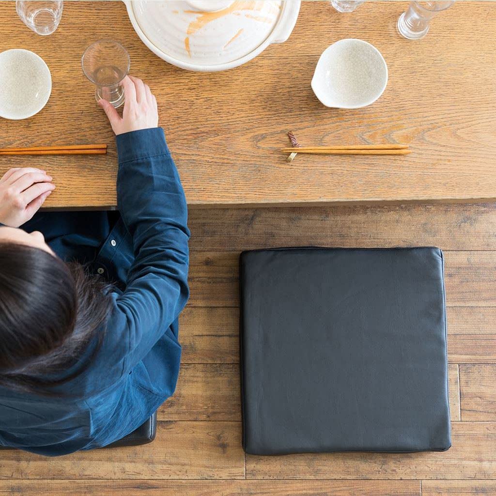 Golden Eagle Leather Made In 40x40x5 Cushion, Japan, Low-Rebound, High-Rebound Urethane, Column, (Black, 2)