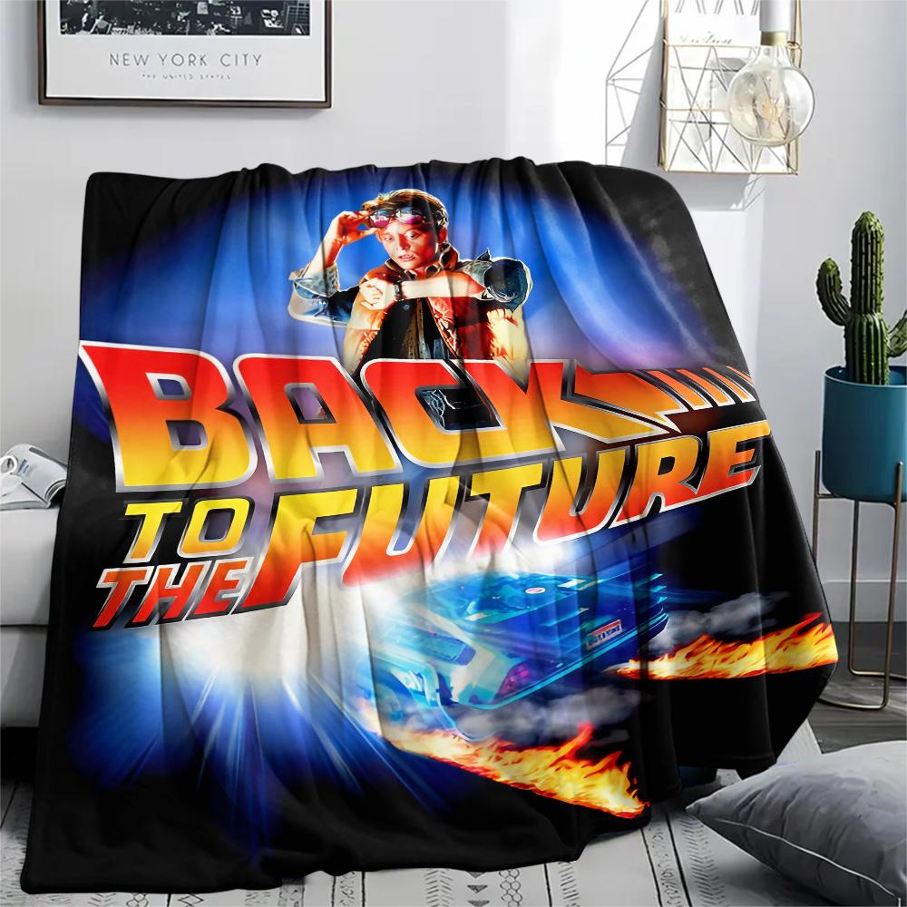 1PC Back To the Future Print Flannel Blanket, High Quality All Seasons, Home Decor, Warmth and Comfort, Perfect for Christmas Gifts