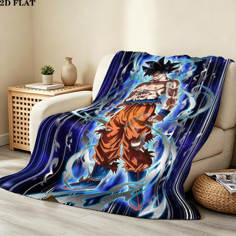 1PC Son Goku Patterned Flannel Blanket Suitable For All Seasons For Home Decor Warmth And Comfort Gifts Holiday Present